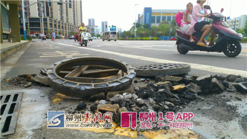华润路这个井盖已更换好，可惜留下了“尾巴”！