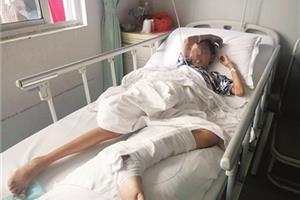 “针筒男孩”被车撞伤急需帮助